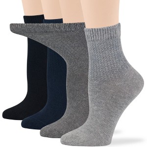 Women's Cotton Diabetic Quarter Solid Socks - 4 Pack - Shoe Size 5-9 Medium, 8-12 Large | 7BIGSTARS KINGDOM - 1 of 4