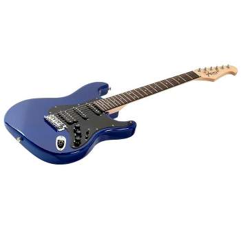 Monoprice Indio Cali Classic HSS Electric Guitar - Blue, With Gig Bag