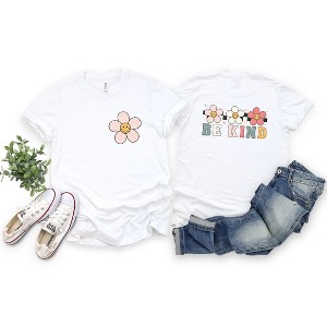 Simply Sage Market Women's Be Kind Checkered Flowers (Front and Back) Short Sleeve Graphic Tee - 1 of 4