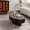 Vintage Coffee Table,Coffee Table In living Room,Coffee Table With Handcrafted Relief Sturdy Pedestal,Olive-Shaped Coffee Table -Maison Boucle - 2 of 4