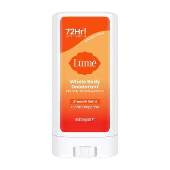 Lume Whole Body Women’s Deodorant - Mini Smooth Solid Stick - Aluminum Free - Clean Tangerine Scent - Trial Size - 0.5oz