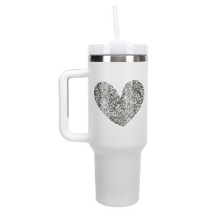 Elanze Designs Floral Vine Heart Life Full of Love Wrap-Around 40 Oz. Stainless Steel Water Bottle Coffee Mug, Spill & Leak Resistant, Travel Tumbler - 1 of 4