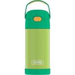 THERMOS FUNTAINER 12 Ounce Stainless Steel Vacuum Insulated Kids Straw Bottle Lime/Orange