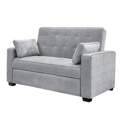 Andrea Convertible Futon Sleeper Sofa Light Gray - Serta