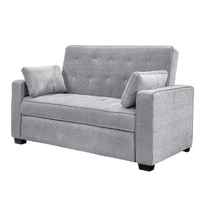 Andrea Convertible Futon Sleeper Sofa Light Gray - Serta - 1 of 4