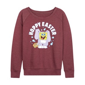 Women's - SpongeBob Squarepants - Hoppy Easter Lightweight French Terry Wide Neck Long Sleeve Shirt - 1 of 4