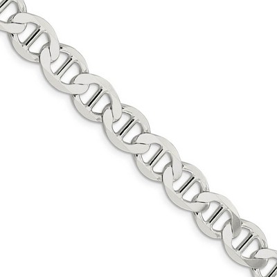 Black Bow Jewelry Mens 10mm Sterling Silver Hollow Flat Anchor Chain Necklace