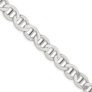 Black Bow Jewelry Mens 10mm Sterling Silver Hollow Flat Anchor Chain Necklace - 1 of 4