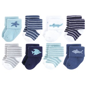 Hudson Baby Infant Boy Cotton Rich Newborn and Terry Socks, Ocean Friends - 1 of 4