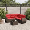 vidaXL 6 Piece Patio Sofa Set with Cushions Brown Poly Rattan - 2 of 4