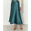 Women's 2025 Satin Midi Skirt - Elegant High Waist A-Line for Cocktail & Wedding Events Lake Blue - 4 of 4