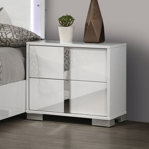 Sapphtopaz Modern Nightstand with 2 Drawers Elegant Bedside Table with Chrome Legs & Handles UV Finish Night Stand for Bedroom, Living Room - 1 of 4