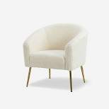 Vicenza Wooden Upholstered Accent Chair Contemporary Living Room Chair Polyester Barrel Chair with Metal Legs for Bedroom | Karat Home