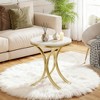 Gulches Faux Marble Side Table 19.7”D×23.6”H, Gold Iron Legs, 50lb Capacity, Waterproof/Scratch-Resistant, Easy Assembly - 3 of 4
