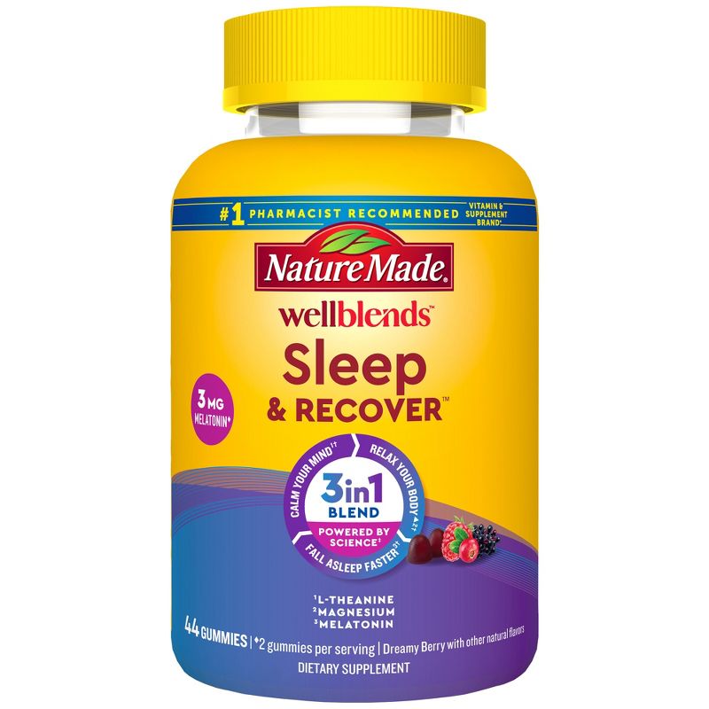 Nature Made Wellblends Sleep and Recover Sleep Aid Gummies with Melatonin, L theanine and Magnesium - 44ct, 1 of 11