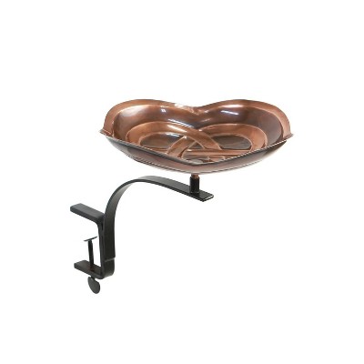 13.75" Celtic Dara Knot Birdbath with Rail Mount Bracket Antique Copper Finish - Achla Designs