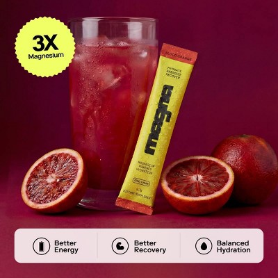 Magna Hydration Electrolyte Mix Stick Pack Dietary Supplement Vegan Powder - Blood Orange - 10ct: Non-GMO, Sugar-Free, Gluten-Free, Magnesium 210mg
