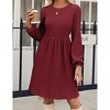Women's Crew Neck Fall Dresses Casual Long Sleeve Winter Knit Sweater Dress - 2 of 4
