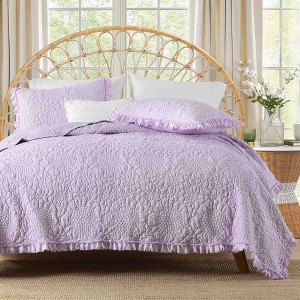 BAGOKIE Ruffled Crinkled Texture Quilt Set - 1 of 4