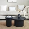 Lyngins Modern Industrial Round Coffee Table Set with Fluted Legs, Dual-Table Design, Minimalist Black, Stylish Accent Table, Living Room Center Table - 2 of 4
