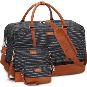 21 Inch Weekender Travel Duffle Bag with Shoe Compartment, 3PCS Set for Women, Carry On for Weekend and Business - 1 of 4
