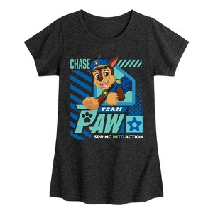 Girls' - Paw Patrol - Chase Team Paw Fitted Short Sleeve Graphic T-Shirt - 1 of 4