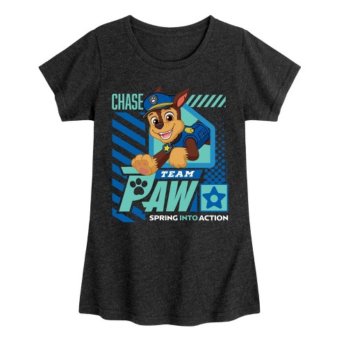 Girls' - Paw Patrol - Chase Team Paw Fitted Short Sleeve Graphic T-Shirt - image 1 of 4