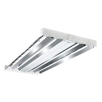 Metalux F Bay HBL 2 x 4 Foot 4 Lamp T5 Commercial Fluorescent Lamp Light Fixture, for Retail, Industrial, and Warehouse Applications
