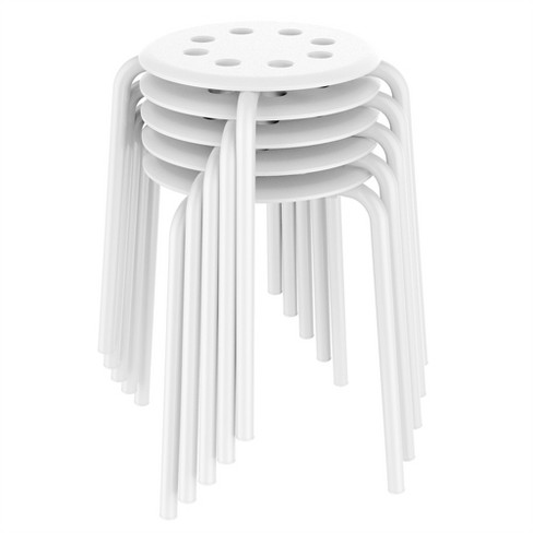 Yaheetech Portable 5 x Plastic Stack Stools Backless Classroom Seating,  White