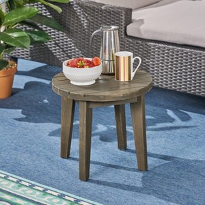 Osparple 16" Outdoor Side Table Acacia Picnic Tables for Outdoors Round Small Outdoor Side Table for Gardens, Terraces - 1 of 4