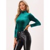 Allegra K Women's Solid Turtleneck Velvet Long Sleeve Work Basic Velour Blouse - 3 of 4