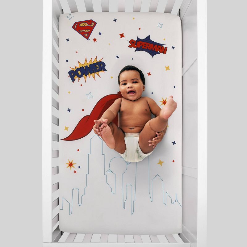 Warner Bros. Superman Photo Op Nursery Fitted Crib Sheet - White, 3 of 5