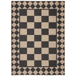 Washable Geometric Living Room Rugs, Checkered Print Soft Non Slip Bedroom Carpet, Stain Resistant Floor Cover for Dining Room Kitchen - 1 of 4