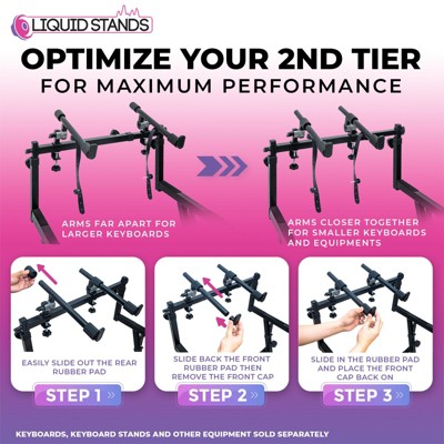 Adjustable Black Steel 2-Tier Keyboard Stand Attachment
