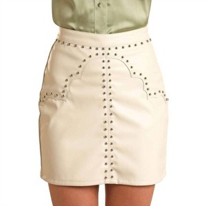 Women's Faux Leather & Studded Mini Skirt - Rock & Roll Denim - 1 of 4