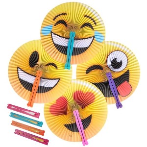 ArtCreativity Emoticon Handheld Folding Fans (Pack of 12) - 1 of 4