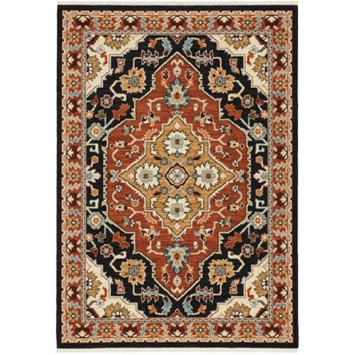 Oriental Weavers Lilihan 4929A Black/ Rust Indoor Area Rug - 3'3" x 5'