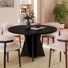 WOWLIVE 47.2" Round Wood Dining Table for 4-6 People, Modern Kitchen Table with Cross Pedestal Base - 2 of 4