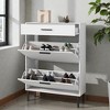 Mshliw Freestanding Shoe Cabinet with 2 Flip Drawers and Metal Legs Modern Slim Shoe Storage Organizer for Entryway Hallway - 2 of 4