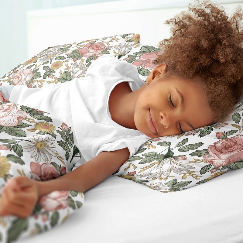 3pc Vintage Floral Full/Queen Kids&#39; Comforter Bedding Set Pink and Green - Sweet Jojo Designs, 6 of 8
