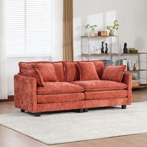 Cloud Sofa LoveSeat, Modular Sectional Couch with Chenille Fabric & Double-Layer Cushions â€ - 1 of 4