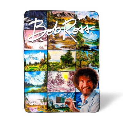 Surreal Entertainment Bob Ross Oversized Fleece Sherpa Throw Blanket | 54 x 72 Inches