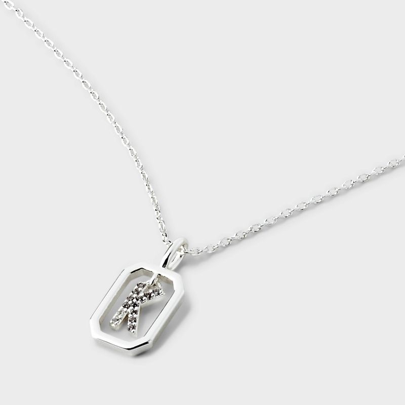 Silver Plated Cubic Zirconia Initial Pendant Necklace - A New Day™ Silver, 5 of 6
