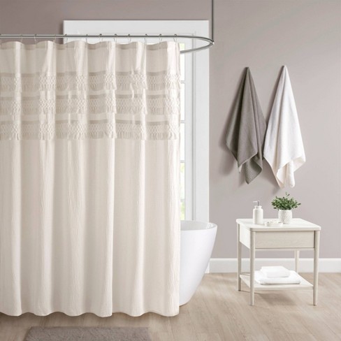 Roselle Cotton Seersucker With Tassel Shower Curtain Target