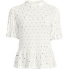 Lands' End Women's Bubble Sleeve Silky Knit Smocked Mock Neck Top - 3 of 4