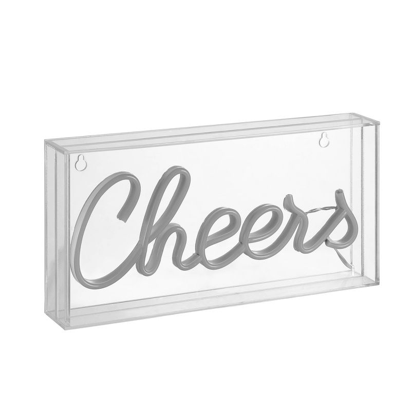 11.8&#34; Cheers Contemporary Glam Acrylic Box Pendant (Includes LED Light Bulb) Neon Yellow - JONATHAN Y, 1 of 6