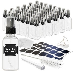 Nevlers 2 oz. Clear Glass Spray Bottles with Funnel, Brush and Marker - 1 of 4