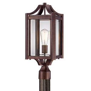 Franklin Iron Works Rockford Rustic Farmhouse Outdoor Post Light Bronze Iron 20 1/4" Clear Beveled Glass for Exterior Barn Deck House Porch Yard Patio - 1 of 4
