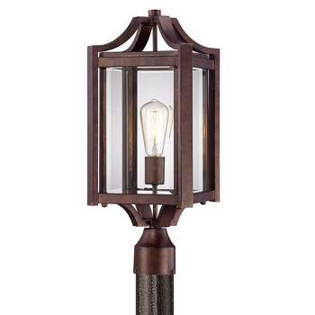 Franklin Iron Works Rockford Rustic Farmhouse Outdoor Post Light Bronze Iron 20 1/4" Clear Beveled Glass for Exterior Barn Deck House Porch Yard Patio