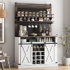 2025 New Farmhouse Coffee Bar Cabinet, 75" Tall Buffet Cabinet with Storage and Sliding Barn Door, for Dining Room,Home - 3 of 4